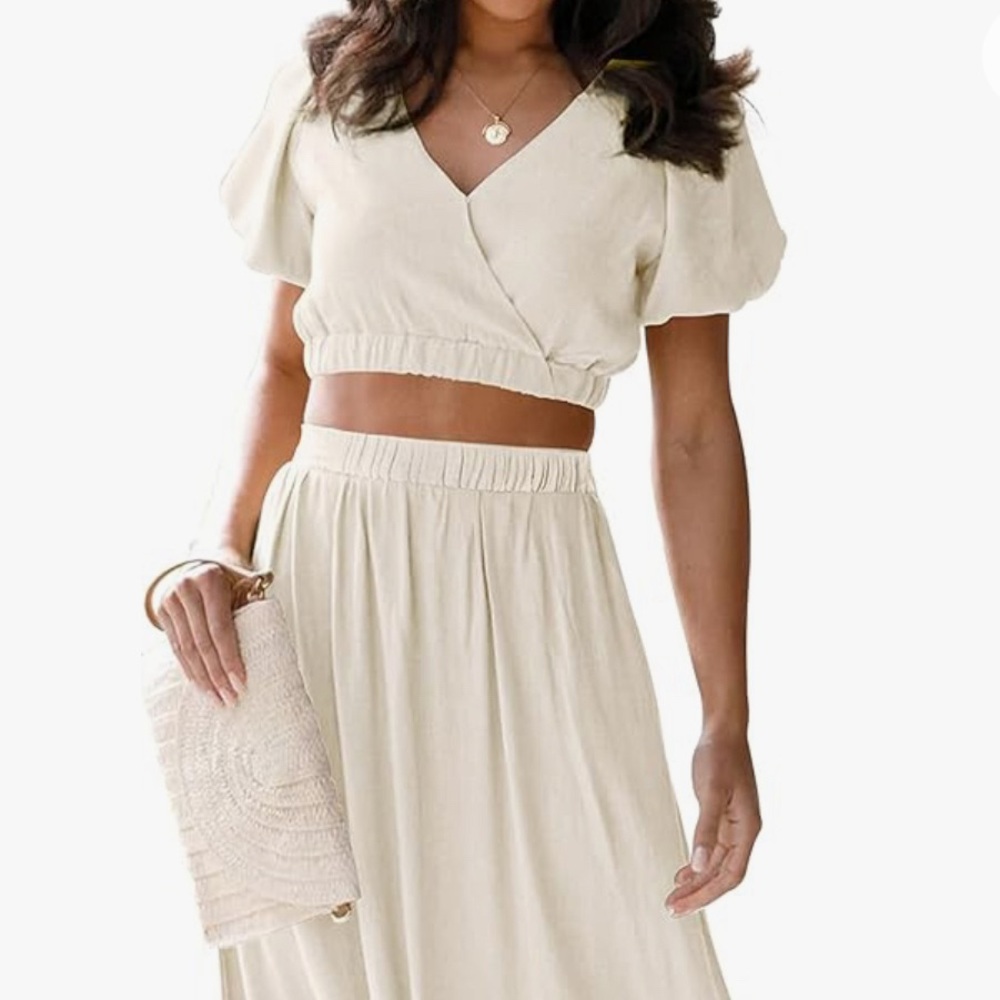 MEROKEETY Women's Summer Two Piece Outfits V Neck